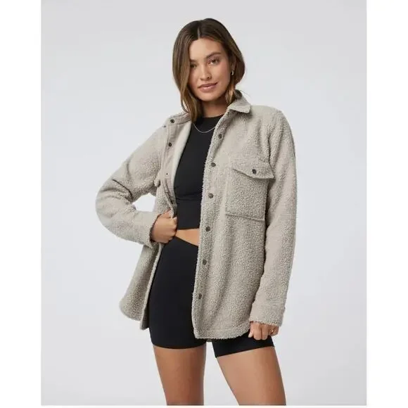 Vuori Sycamore Snap Front Shirt Jacket in Dark Salt Cream Pockets Shacket Small - Picture 1 of 8